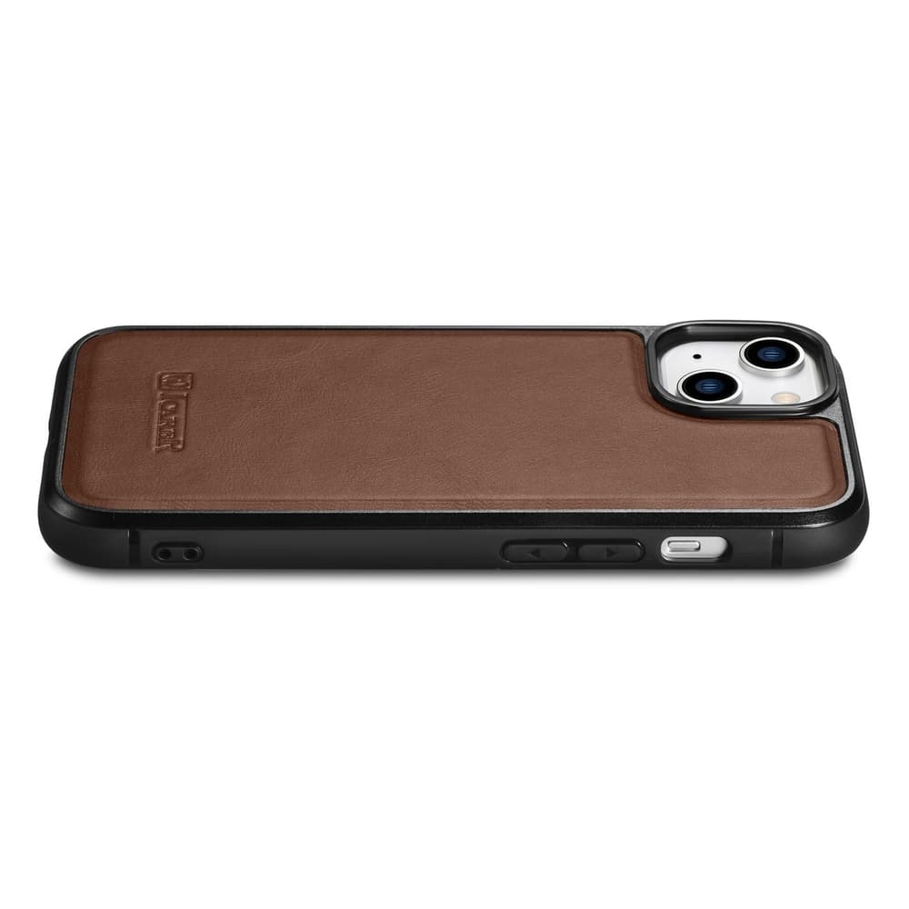 iCarer usnjena Oil Wax ovitek za iPhone 14 Plus, rjava, MagSafe 6