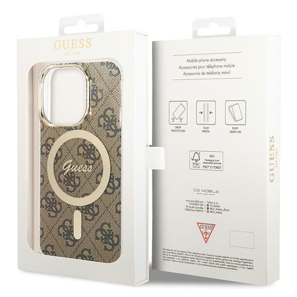 Ovitek Guess IML 4G MagSafe za iPhone 15 Pro - rjav 7