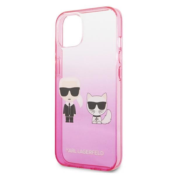 Ovitek Karl Lagerfeld Gradient Ikonik Karl&Choupette za iPhone 13 mini, roza 6