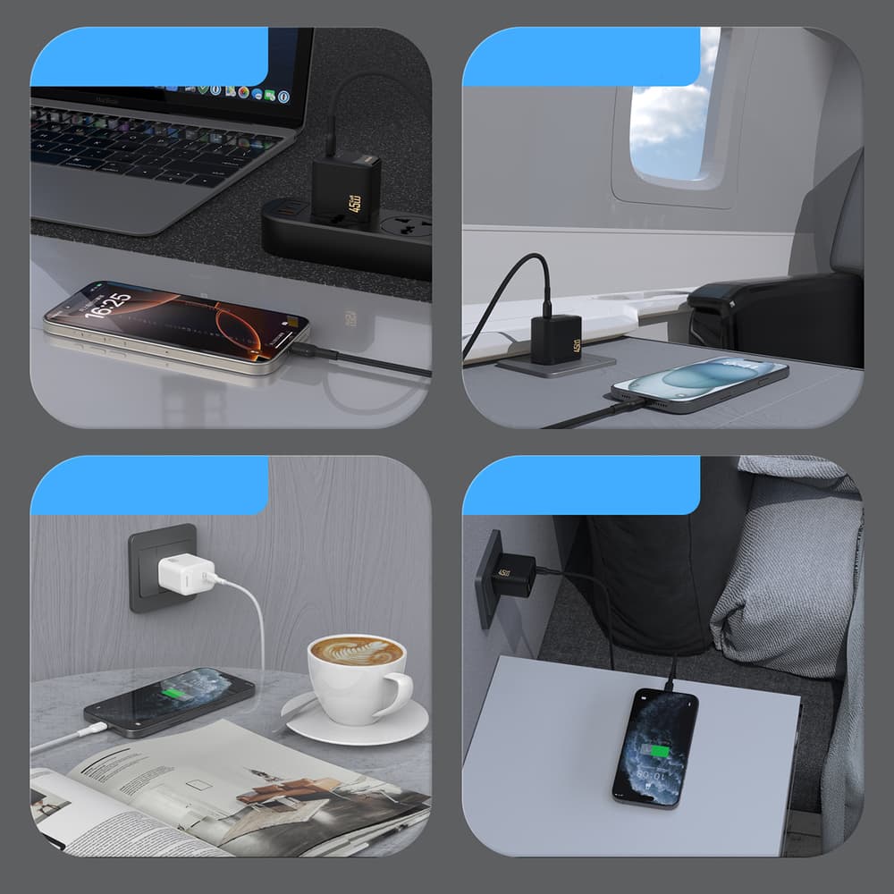 Dudao A28C 45W GaN stenski polnilnik + USB-C kabel, črn 7