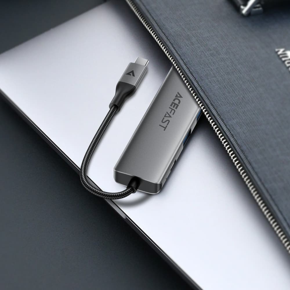 Acefast J18 USB-C Hub 6-v-1, HDMI 4K 60Hz, PD 90W, čitalnik kartic, siva 7