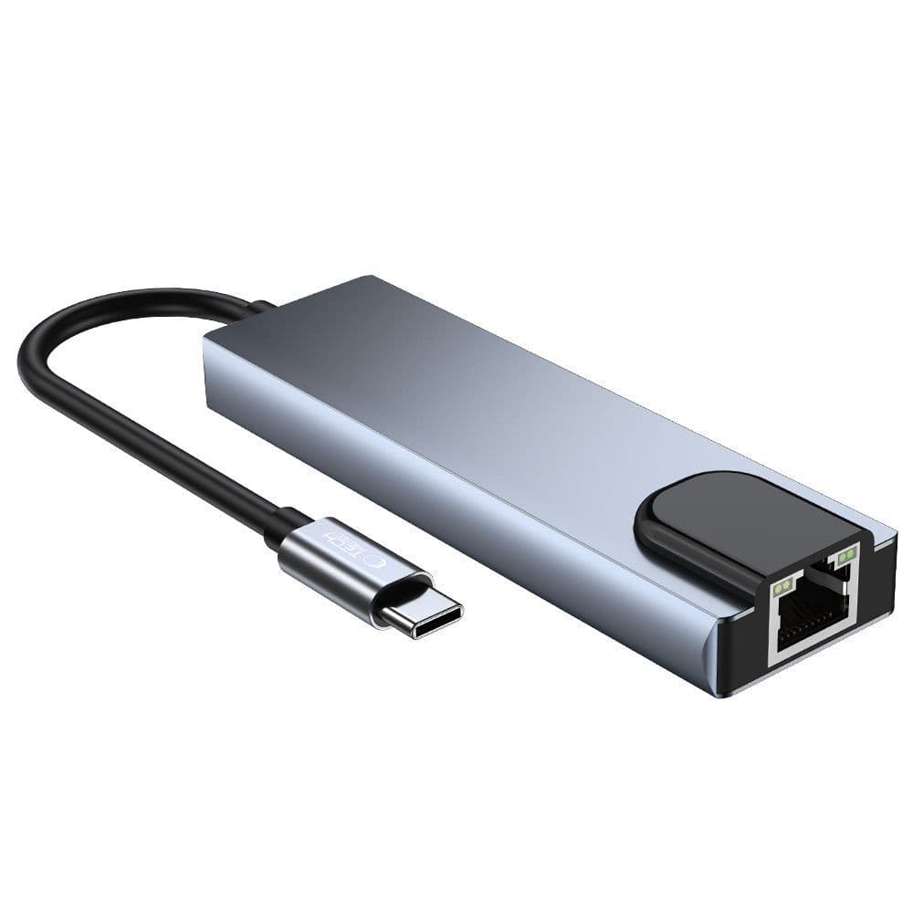 Adapter Tech-Protect V3 5v1 USB-C: USB-A 3.0 / USB-A 2.0 / USB-C / HDMI / RJ45 - siv 8