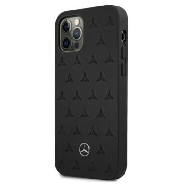 Ovitek Mercedes usnjen Stars Pattern za iPhone 12 Pro Max - črn 2