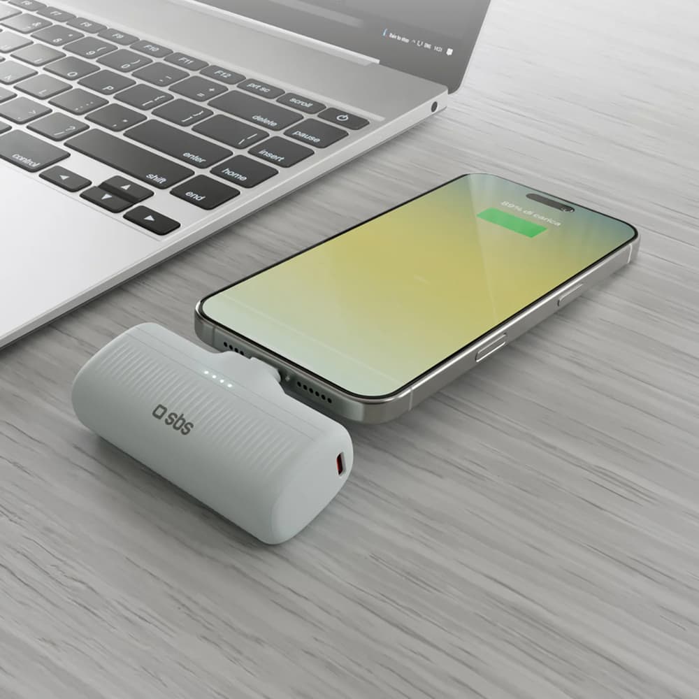 Prenosni polnilnik SBS EcoPower 5000 mAh 10W, vgrajen USB-C, siv 5