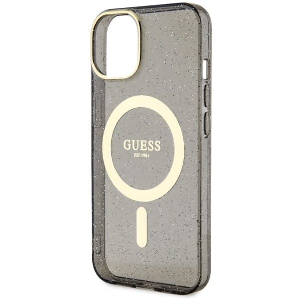 Ovitek Guess Glitter Gold MagSafe za iPhone 14, črn 6