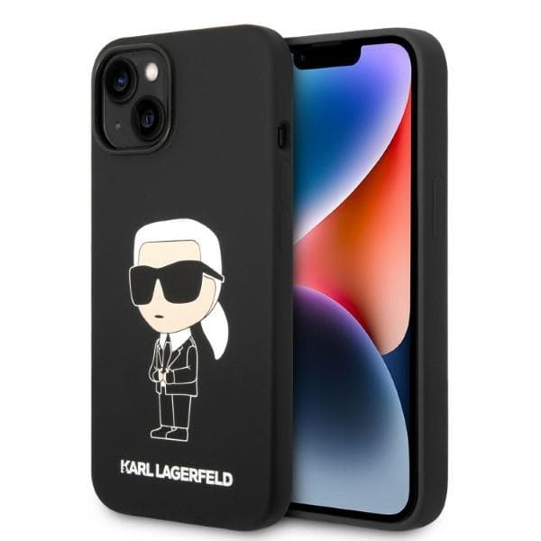 Ovitek Karl Lagerfeld KLHMP14MSNIKBCK iPhone 14 Plus 6.7" črn silikon Ikonik Magsafe