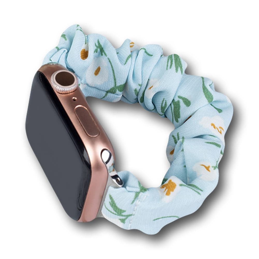Tkan pas za Apple Watch 42/44/45mm - Moder s cvetnim vzorcem