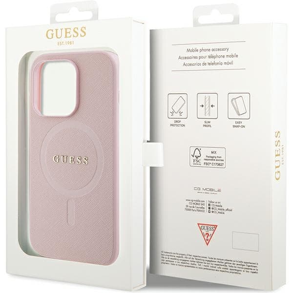 Guess Saffiano MagSafe ovitek za iPhone 14 Pro - roza 8