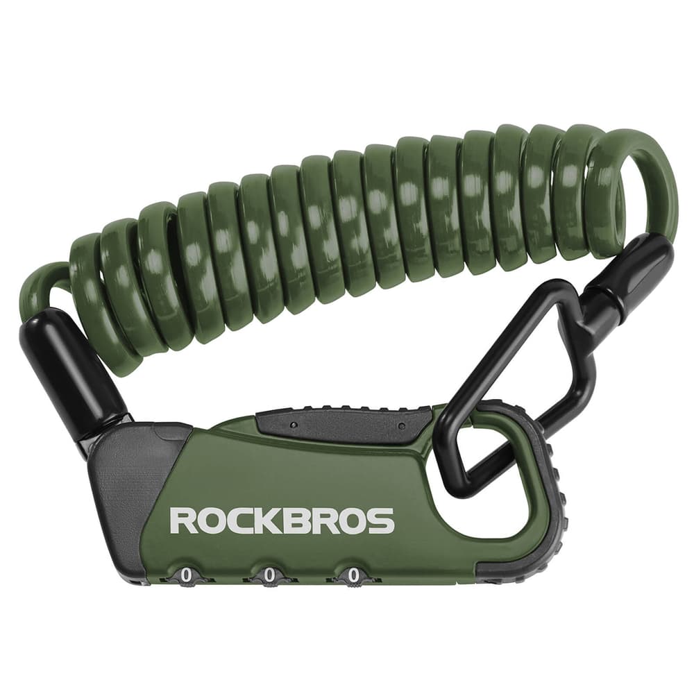 Rockbros RBK6N ključavnica na kodo za kolo, spiralna 120 cm, zelena