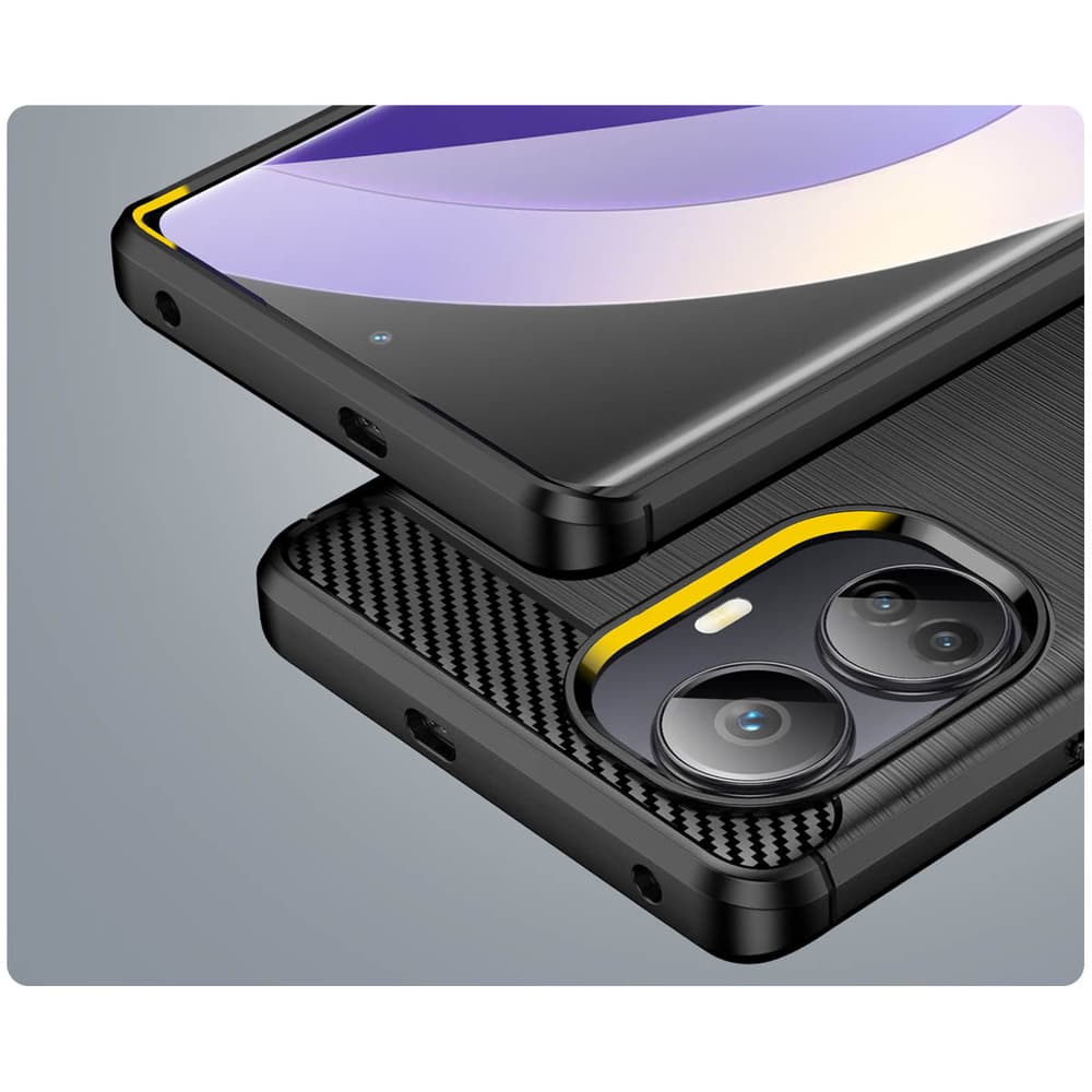 Ovitek Carbon Case za Realme 10 Pro+ - črn, fleksibilni 6