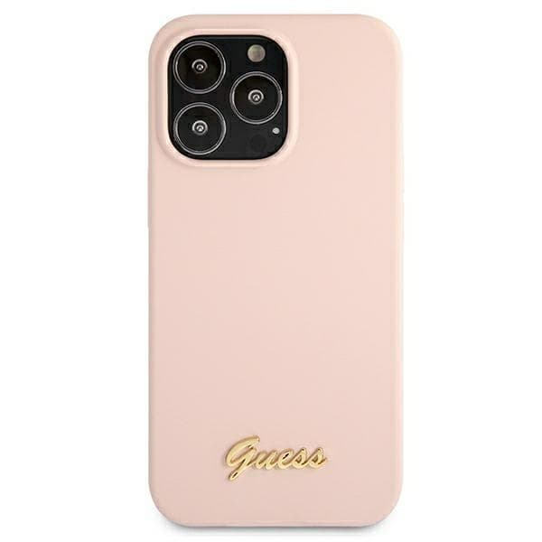 Ovitek Guess Silicone Script Gold Logo za iPhone 13 Pro Max 6.7" - svetlo roza 4
