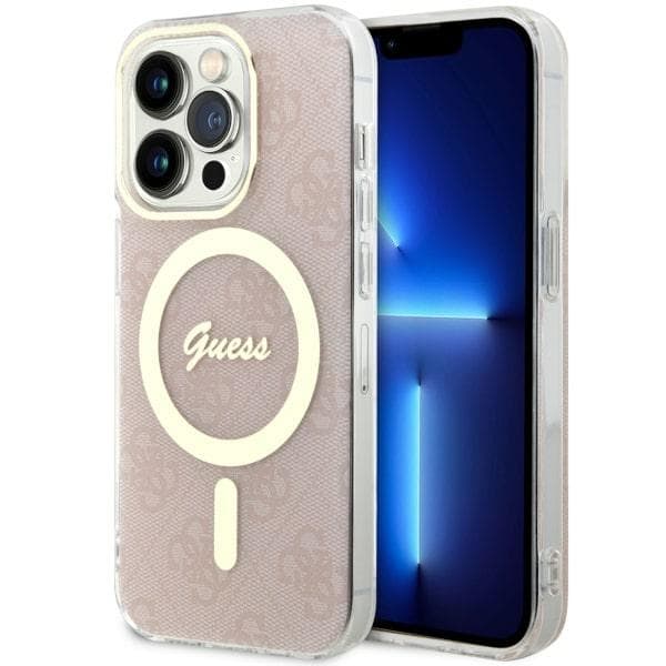 Ovitek Guess GUHMP14LH4STP za iPhone 14 Pro 6.1" – roza 4G MagSafe