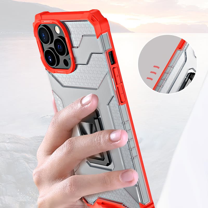 Ovitek Crystal Ring Case Kickstand za iPhone 12 Pro Max (rdeč) 2