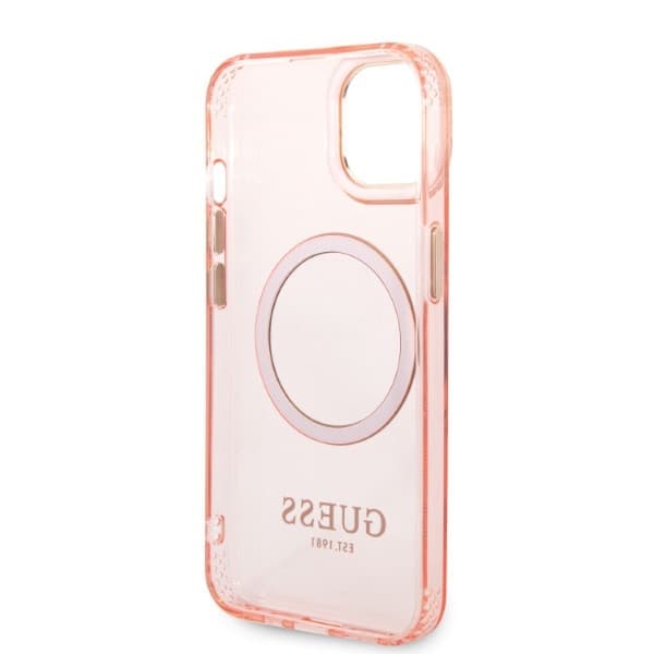 Ovitek Guess GUHMP14SHTCMP za iPhone 14 6.1" roza z zlatim obrobom MagSafe 7