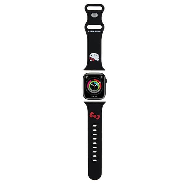 Hello Kitty trak za Apple Watch 38/40/41mm, Silicone Kitty Head, črn