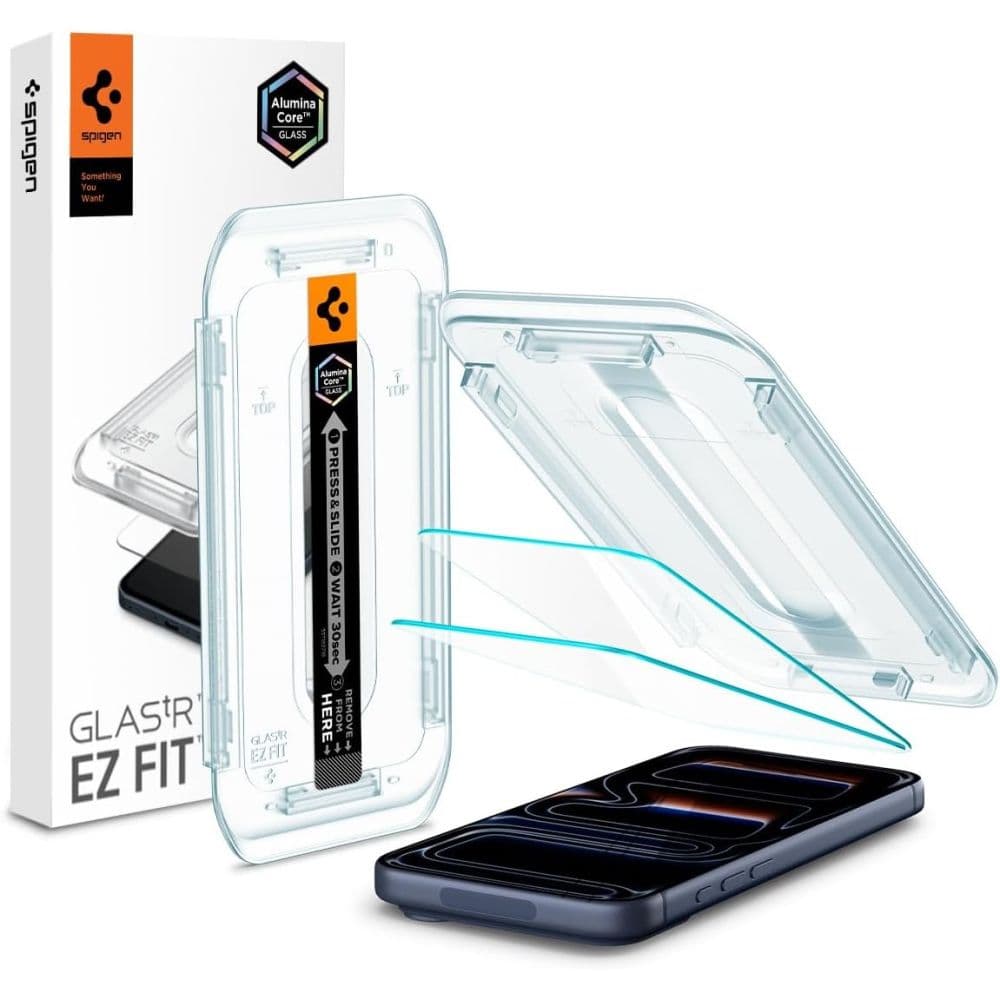 Spigen Glas.tR EZ Fit kaljeno steklo za iPhone 16 Pro / 17 / 17 Pro - 2 kosa