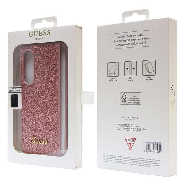 Ovitek Guess Glitter Script za Samsung Galaxy Z Fold 5 - roza 7