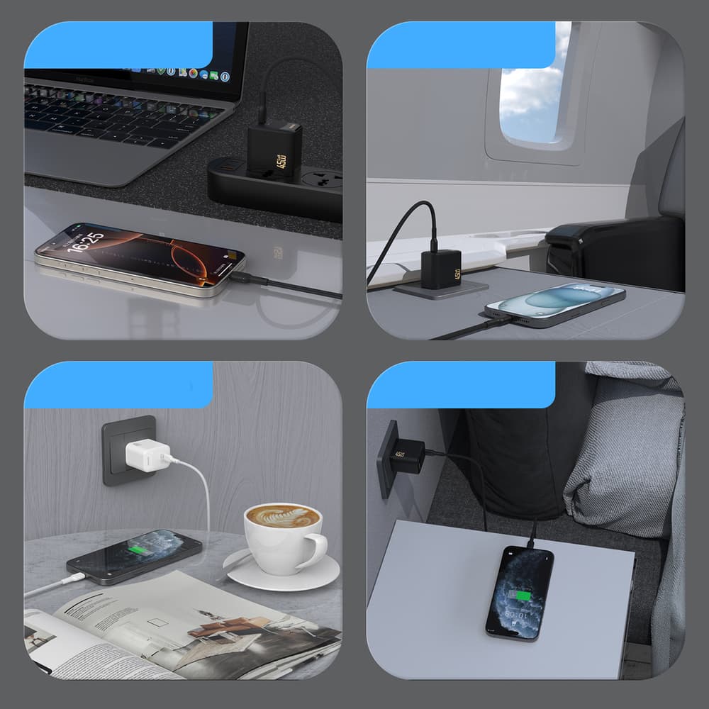 Dudao A28C 45W GaN stenski polnilnik + USB-C kabel, bela 4