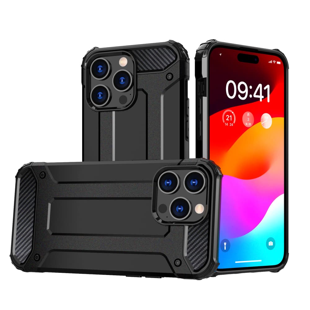 Hibridni ovitek Armor za iPhone 15 Pro Hurtel - črn