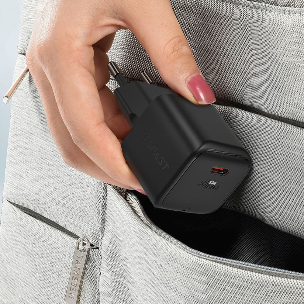 Acefast A77 Mini PD 30W GaN USB-C polnilec, črn 6