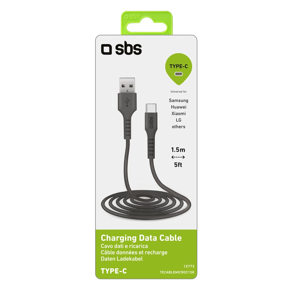 SBS kabel USB-A - USB-C 1.5m - črn 3