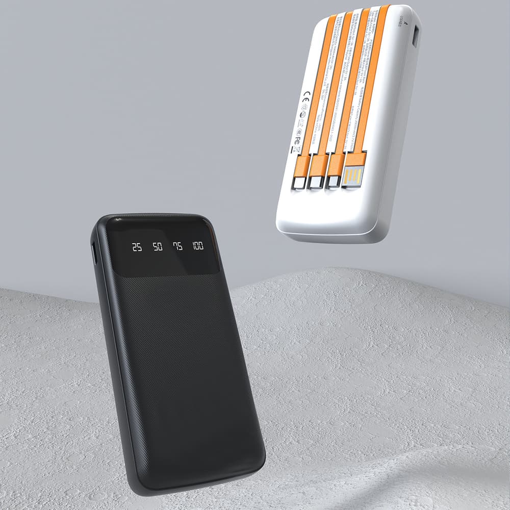 Power bank Dudao K6Pro 10000mAh s kabli USB, USB Type C, Lightning - bel 2
