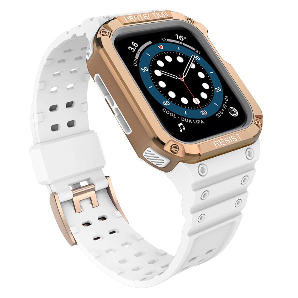 Hurtel Protect Strap Band za Apple Watch 38/40/41mm, oklepni ovitek s paškom - bela, roza zlata
