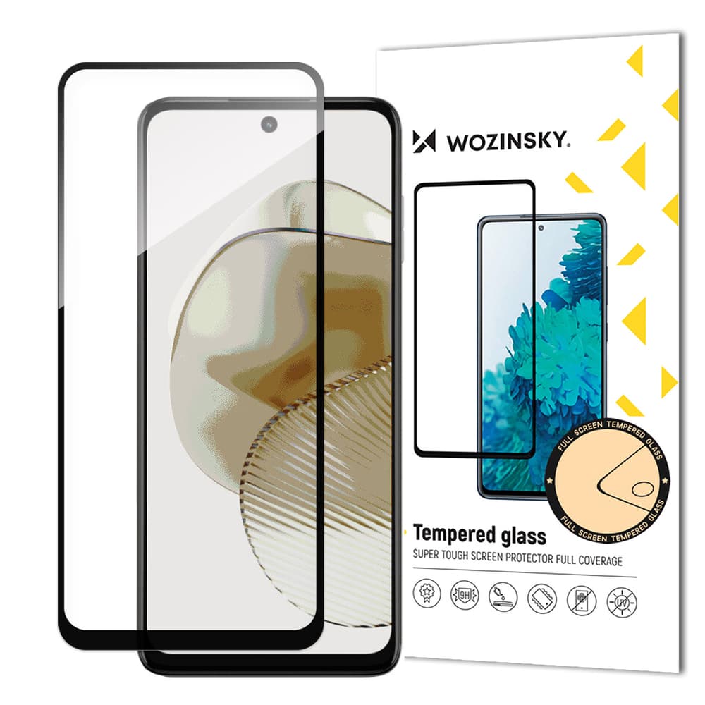 Wozinsky Full Glue kaljeno steklo za Motorola Moto G73 (črn okvir)