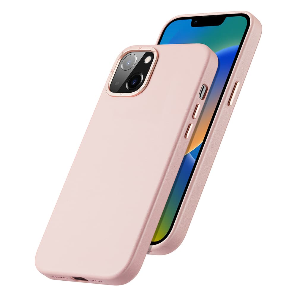 Ovitek Dux Ducis Grit usnjen za iPhone 14 Plus (MagSafe), roza 2