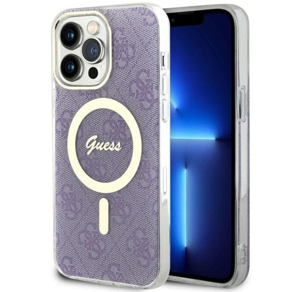 Ovitek Guess 4G MagSafe za iPhone 14 Pro Max, vijoličen