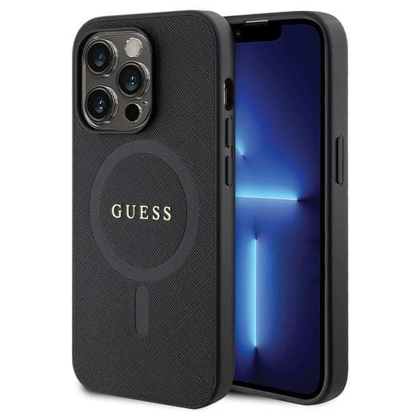 Ovitek Guess Saffiano MagSafe za iPhone 14 Pro - črn