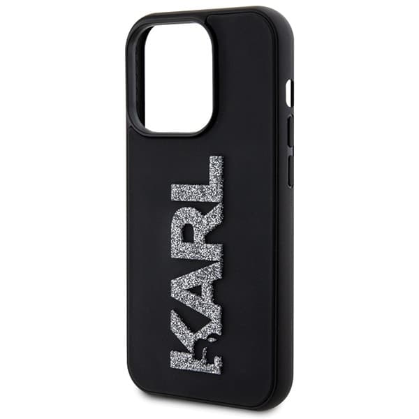Ovitek Karl Lagerfeld 3D Rubber Glitter Logo za iPhone 15 Pro Max - črna 6