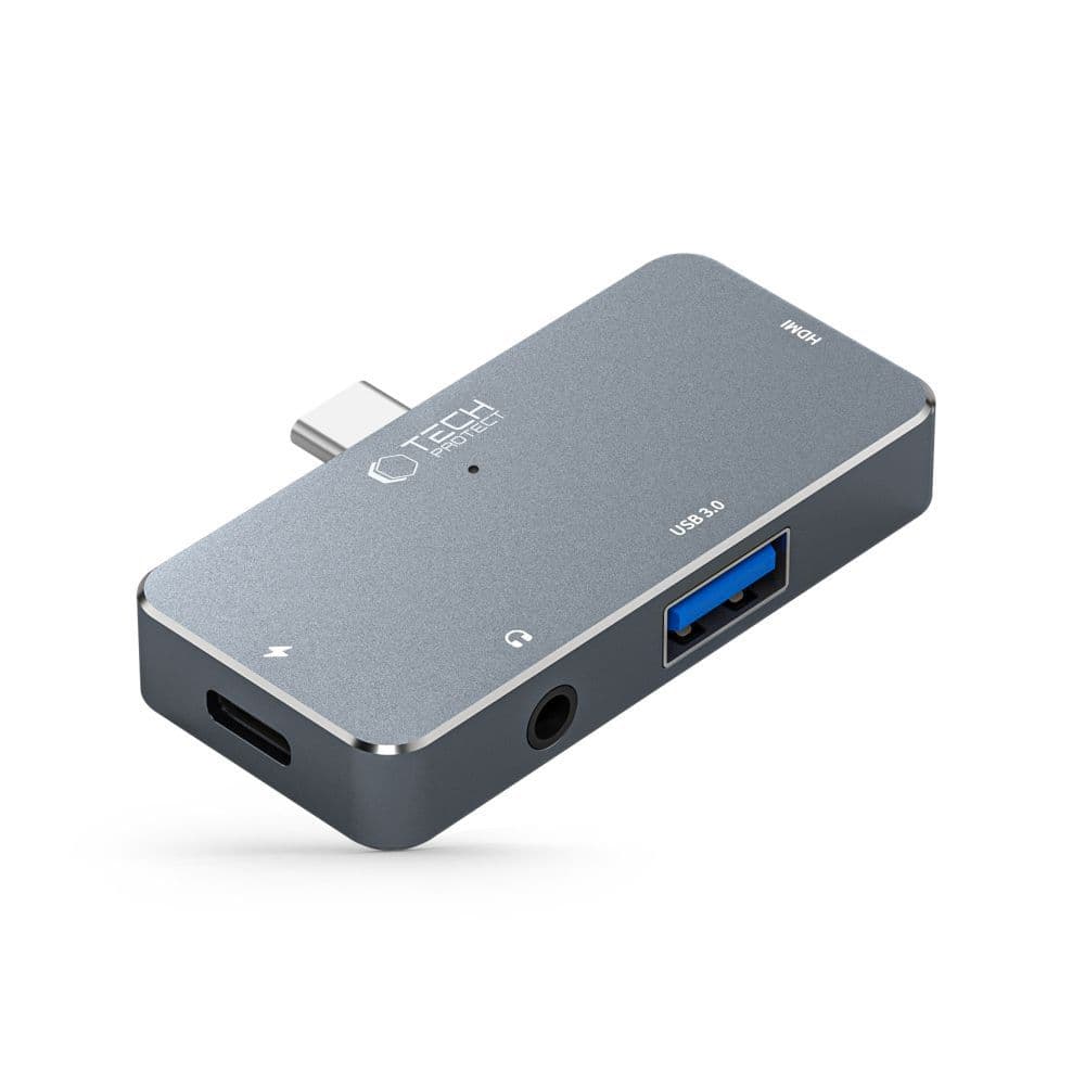 Pesto Tech-Protect V6 4v1 USB-C - HUB (HDMI, USB-A, PD 100W) sivo 6