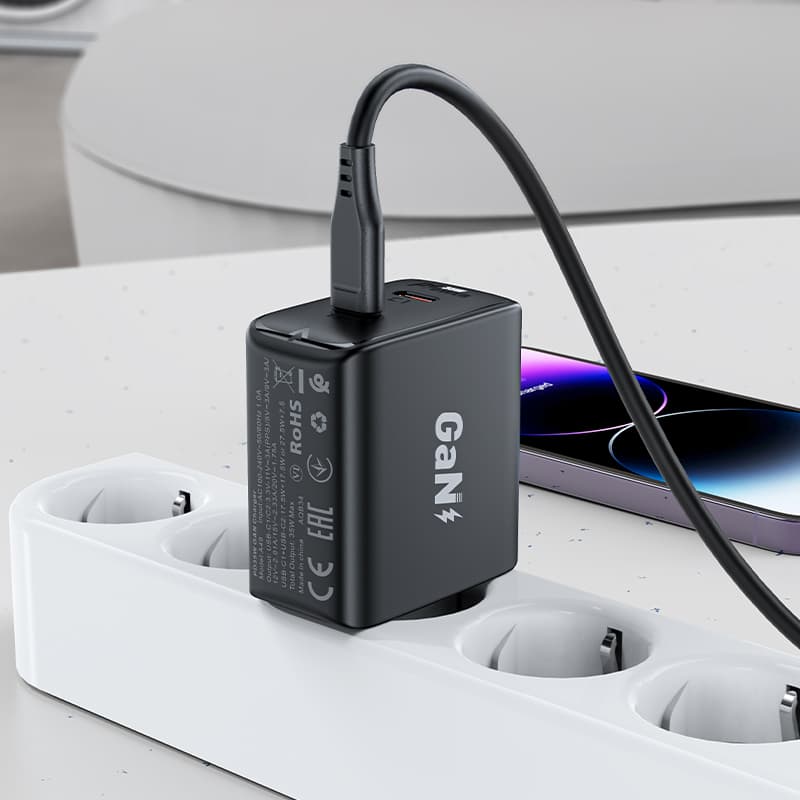 Acefast A49 GaN 35W PD hitri polnilec z 2x USB C vrati - črn 7