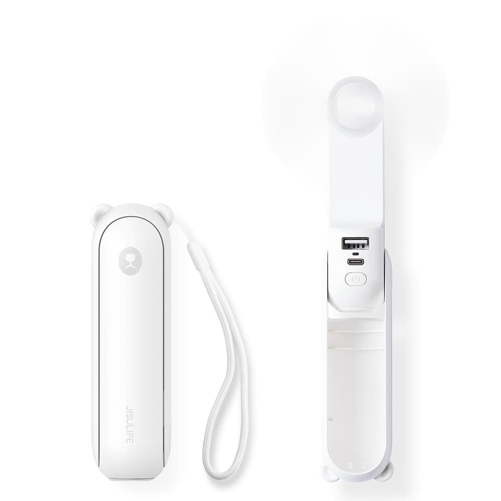 Ročni ventilator Jisulife Life8 Mini, bel, s funkcijo power bank