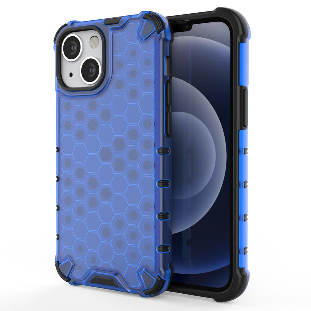 Honeycomb ovitek z TPU odbijačem za iPhone 13 mini - moder