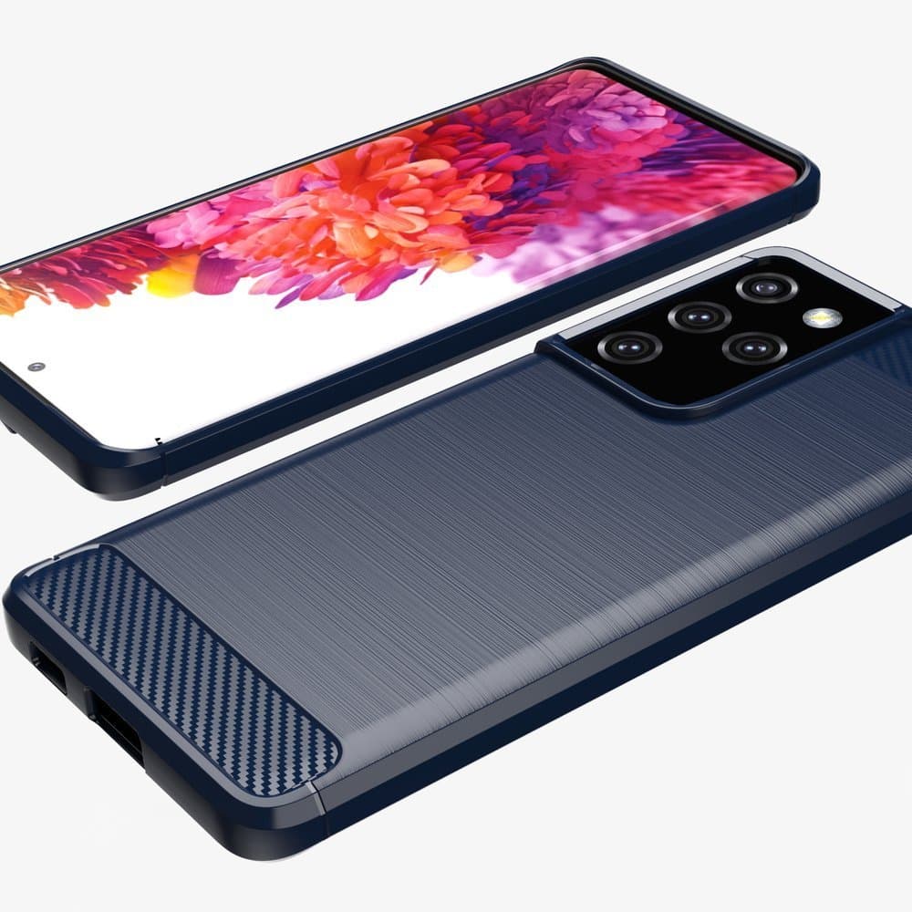 Carbon Case ovitek za Samsung Galaxy S21 Ultra 5G - Modra 5