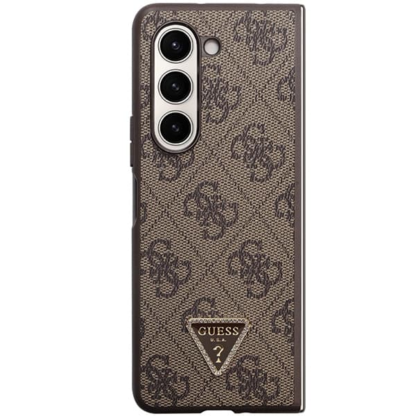 Ovitek Guess Leather 4G Triangle Strass za Samsung Galaxy Z Fold 5 - rjava 2