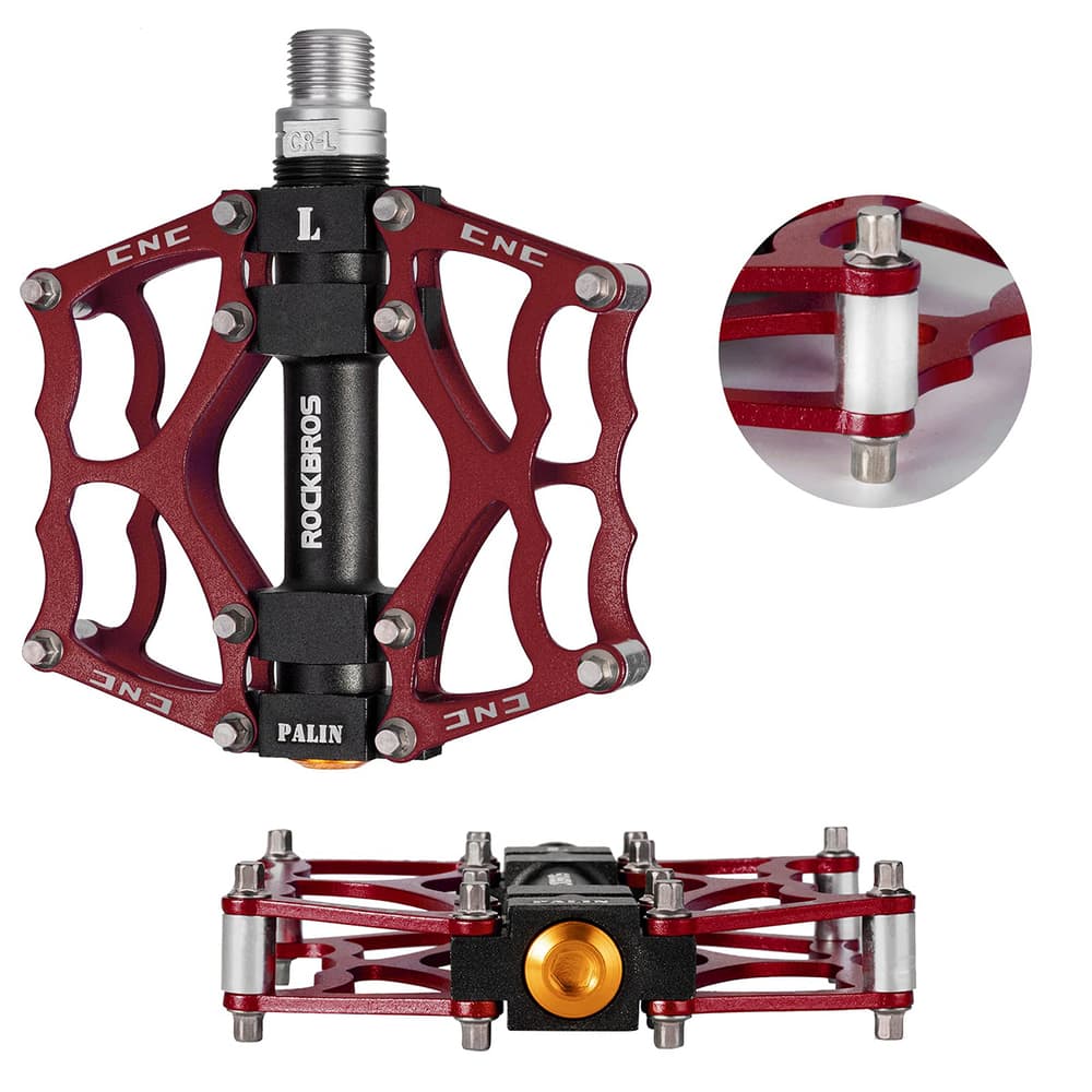 Rockbros JT201012LR aluminijasta platforma pedala za kolo - rdeča 5