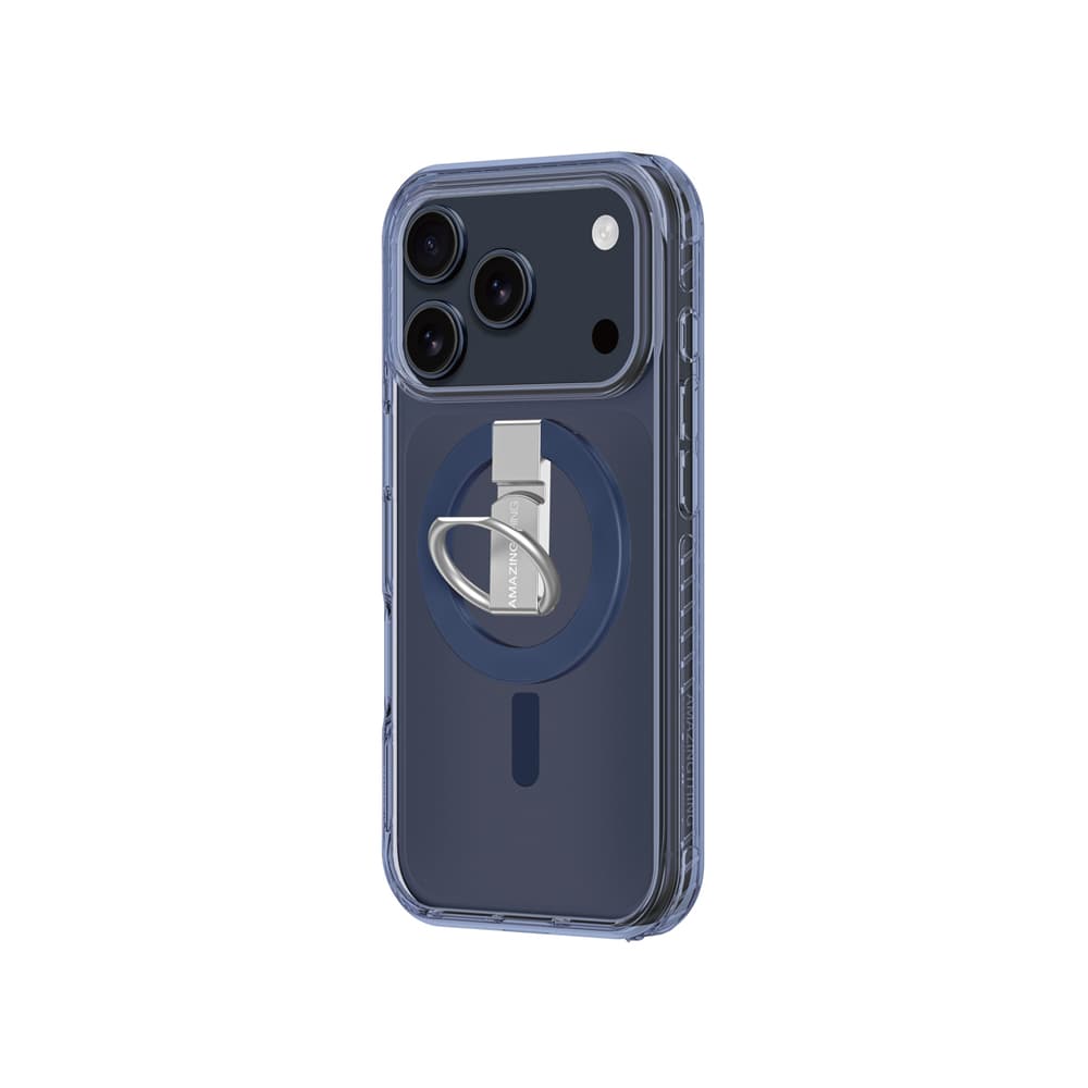 AmazingThing Titan Pro ovitek z obročem za iPhone 17 Pro Max, MagSafe, moder 4