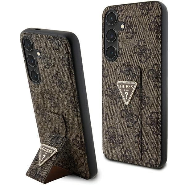 Guess Grip Stand 4G Triangle Strass etui z MagSafe za Samsung S24 - rjava
