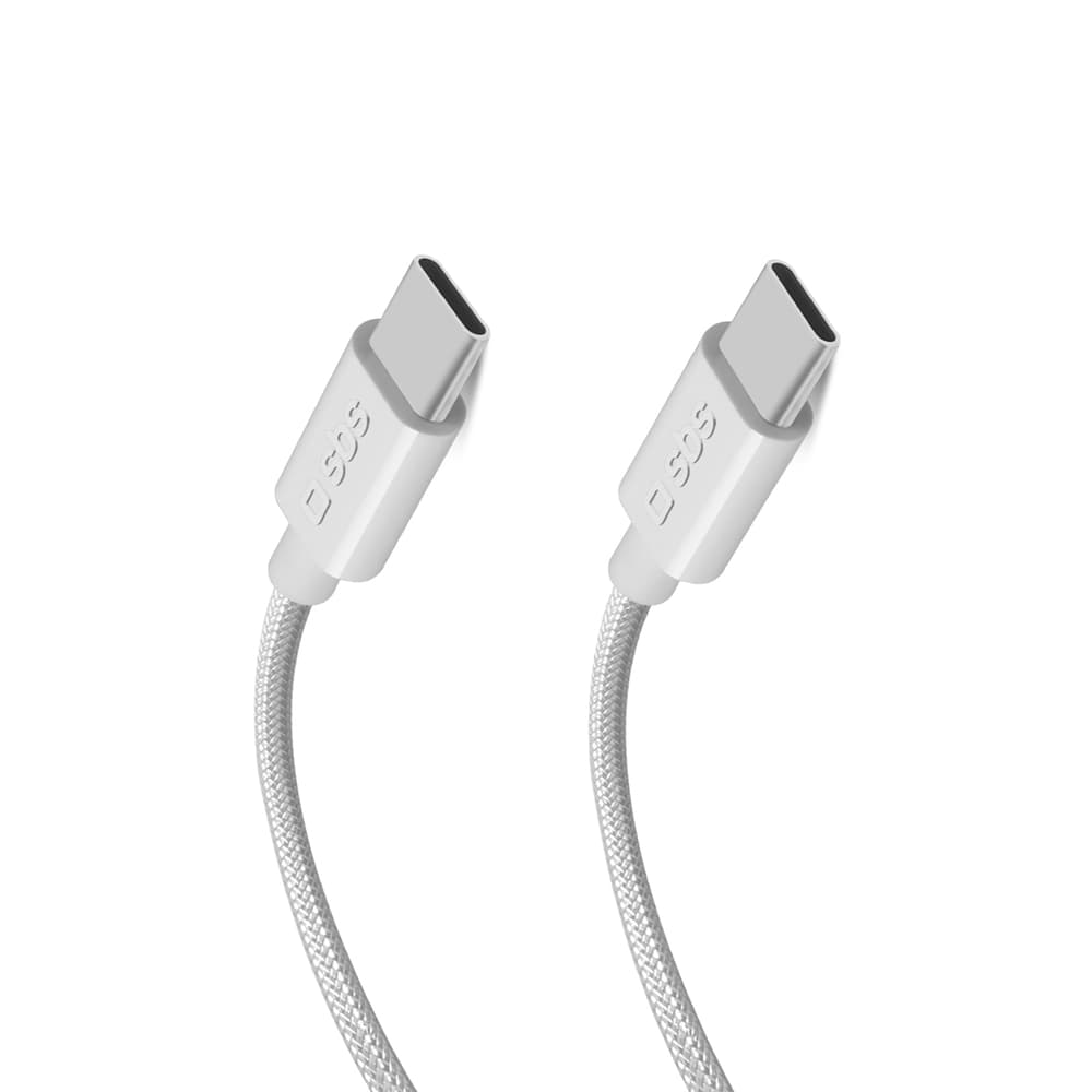 SBS TECABLETISSUETCC2G 2x USB-C kabel, 2m, 60W PD, siv