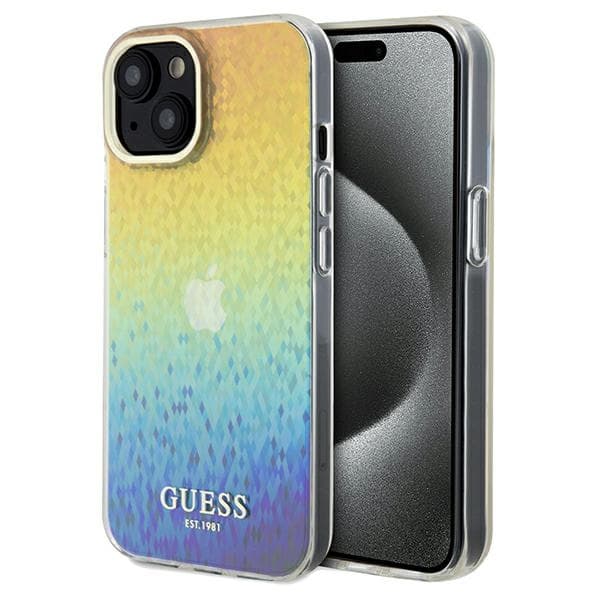 Guess ovitek IML Faceted Mirror Disco Iridescent za iPhone 14 / 15 / 13 - večbarven