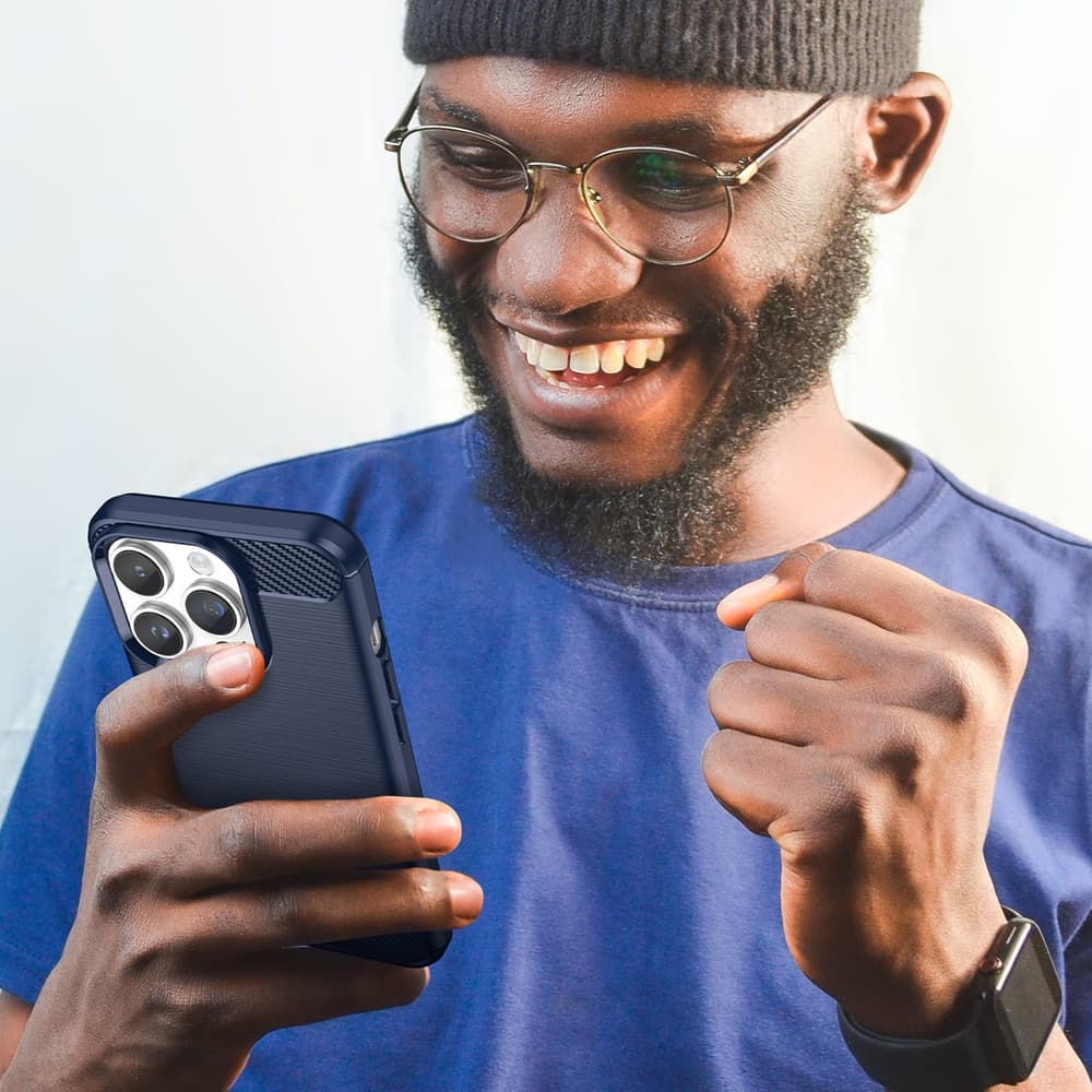 Hurtel Carbon ovitek za iPhone 14 Pro, moder 7