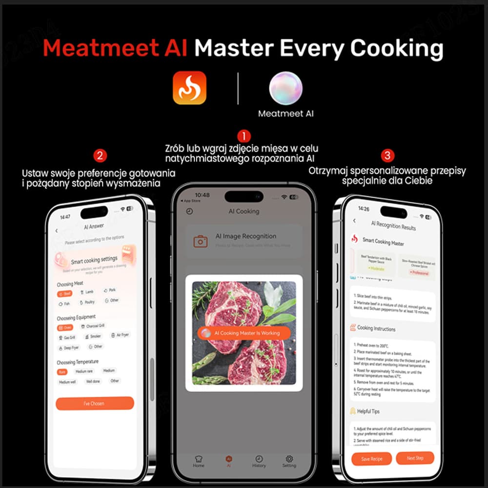 Meatmeet S Pro kuhinjski termometer z Bluetooth app, žar, pečica, smoker - siv 7