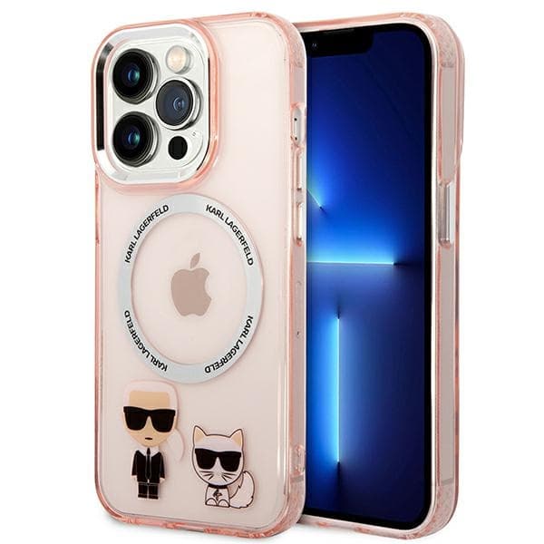 Karl Lagerfeld Karl & Choupette Aluminum ovitek za iPhone 14 Pro Max (6.7"), roza