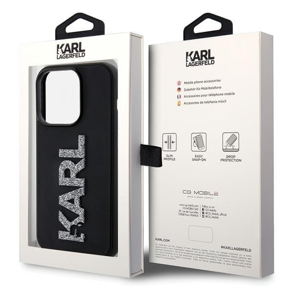 Ovitek Karl Lagerfeld 3D Rubber Glitter Logo za iPhone 15 Pro Max - črna 8