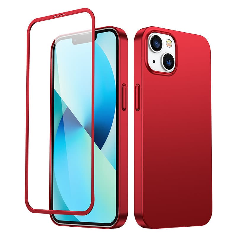 Joyroom 360 Full ovitek za iPhone 13 + kaljeno steklo rdeče
