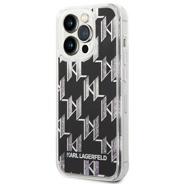 Karl Lagerfeld ovitek za iPhone 14 Pro Liquid Glitter Monogram, črn 2