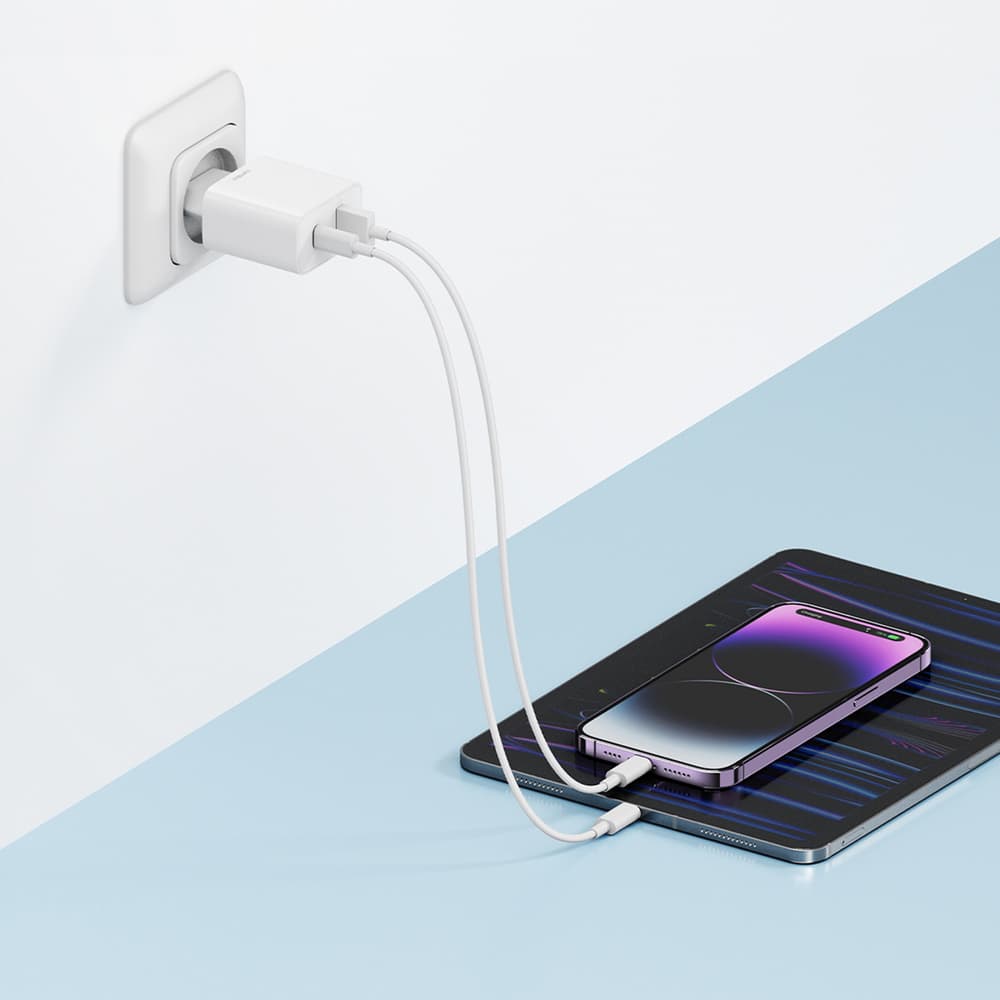 Cuktech A19 30W USB-A + USB-C stenski polnilnik - bela 3